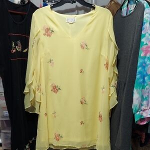 Love Riche Size Large Yellow Embroidery Dress Invw386